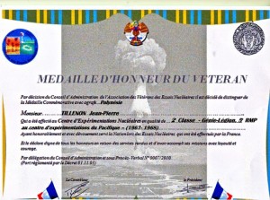 Diplôme de Légion Pacifique vétéran